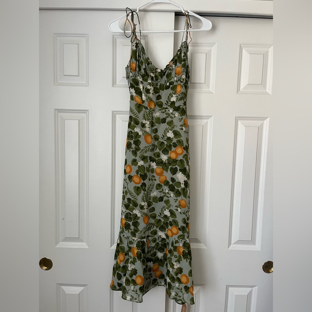 NWT Reformation Embry Midi Dress in Orange Grove Size 0